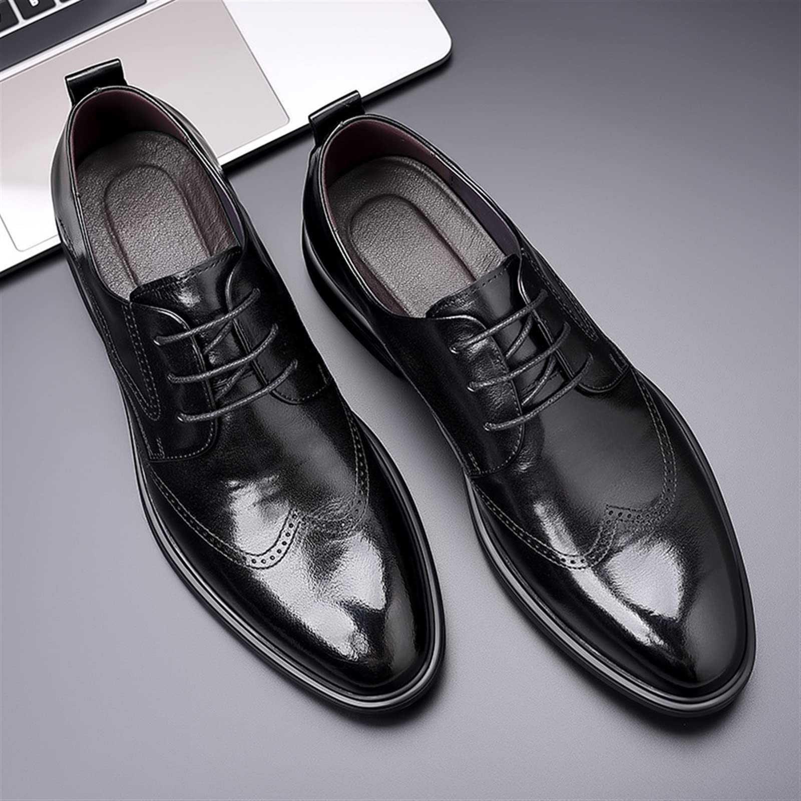 CARZE Skórzane buty męskie Brogue England biznesowe męskie buty codzienne czarne buty nowe skórzane buty męskie buty męskie(39)