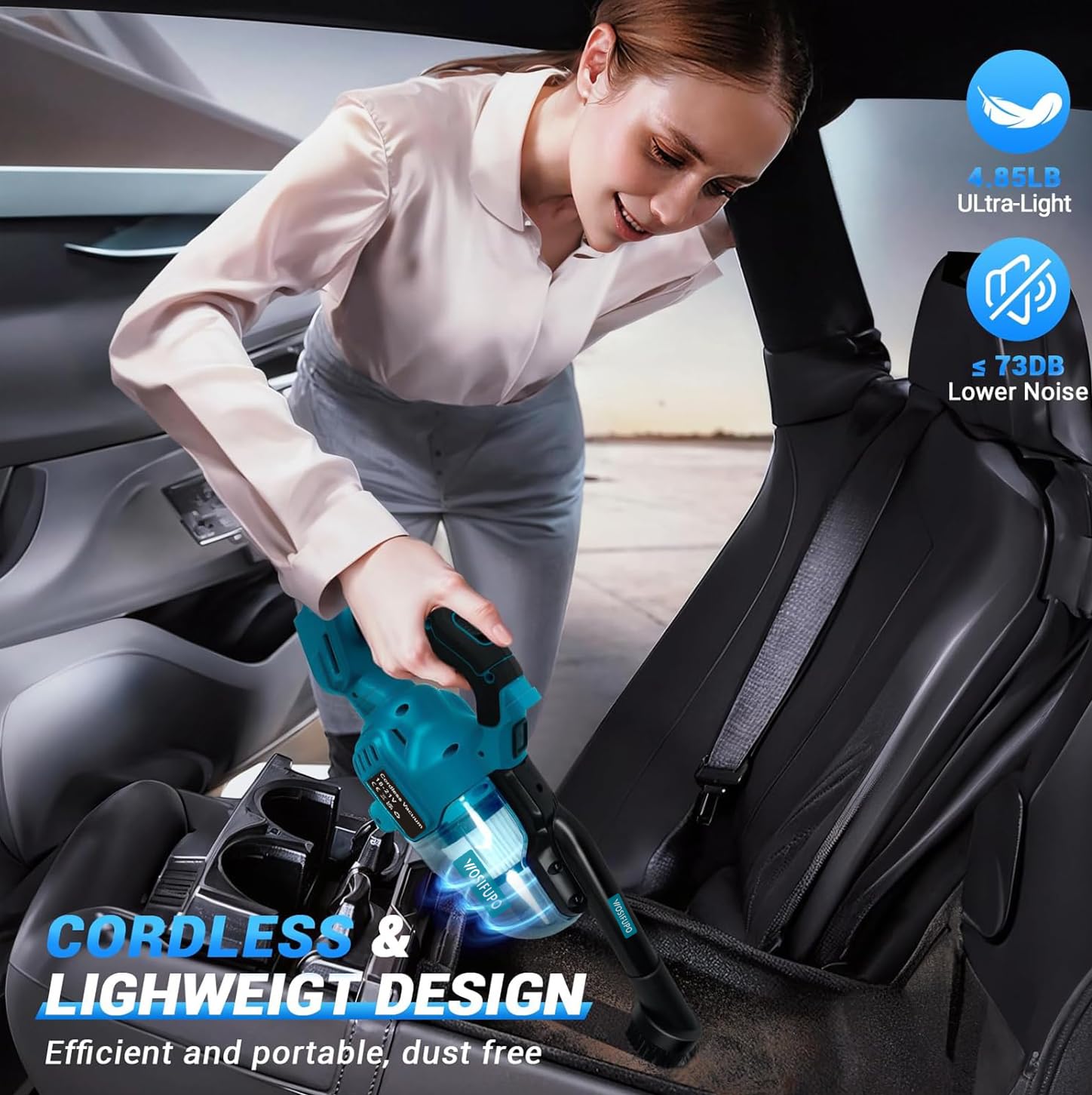 Akku Staubsauger für Makita 18V Akkus,20000Pa Leichter Staubsauger mit HEPA-Filter,5in1 Handstaubsauger mit LED-Licht Für Teppich,Hartboden,Möbel,Auto (Ohne Akku) Blau