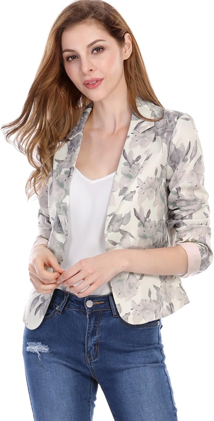 Allegra K Women's Dressy Casual Blazer Open Front Office Work Business Lightweight Crop Suit Blazers - Image 2