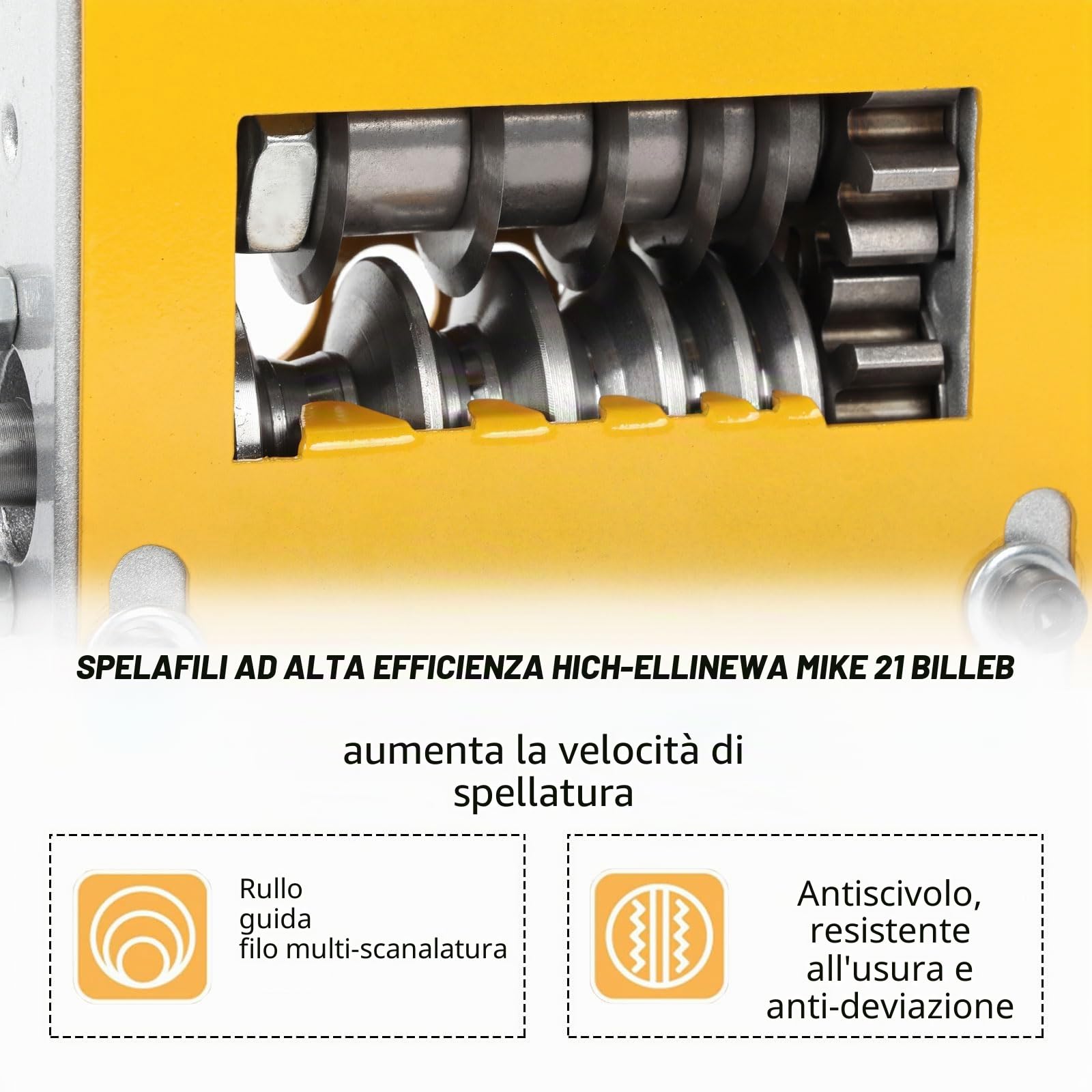 Macchina spelafili con 1 lama di ricambio e guanti neri, strumento spelafili elettrico per fili di rame/alluminio