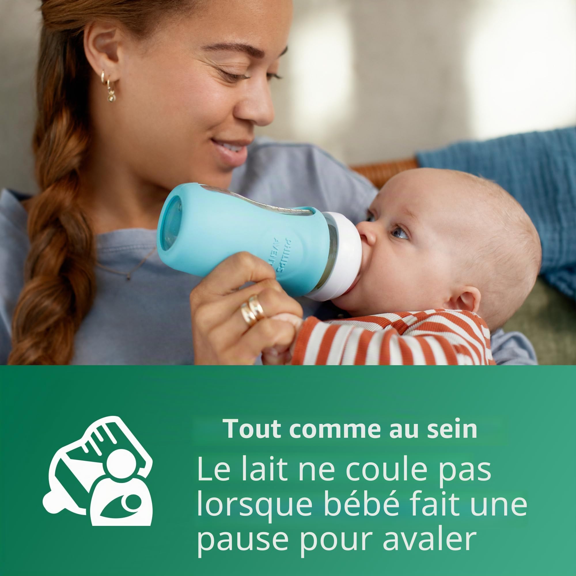 Philips Avent SCD858/01 Coffret cadeau en verre naturel pour nouveau-né avec tétons à réponse naturelle, 3 x 118 ml (débit lent, débit 2) et 2 x 237 ml (débit moyen, débit 3), 2 x manchons en silicone