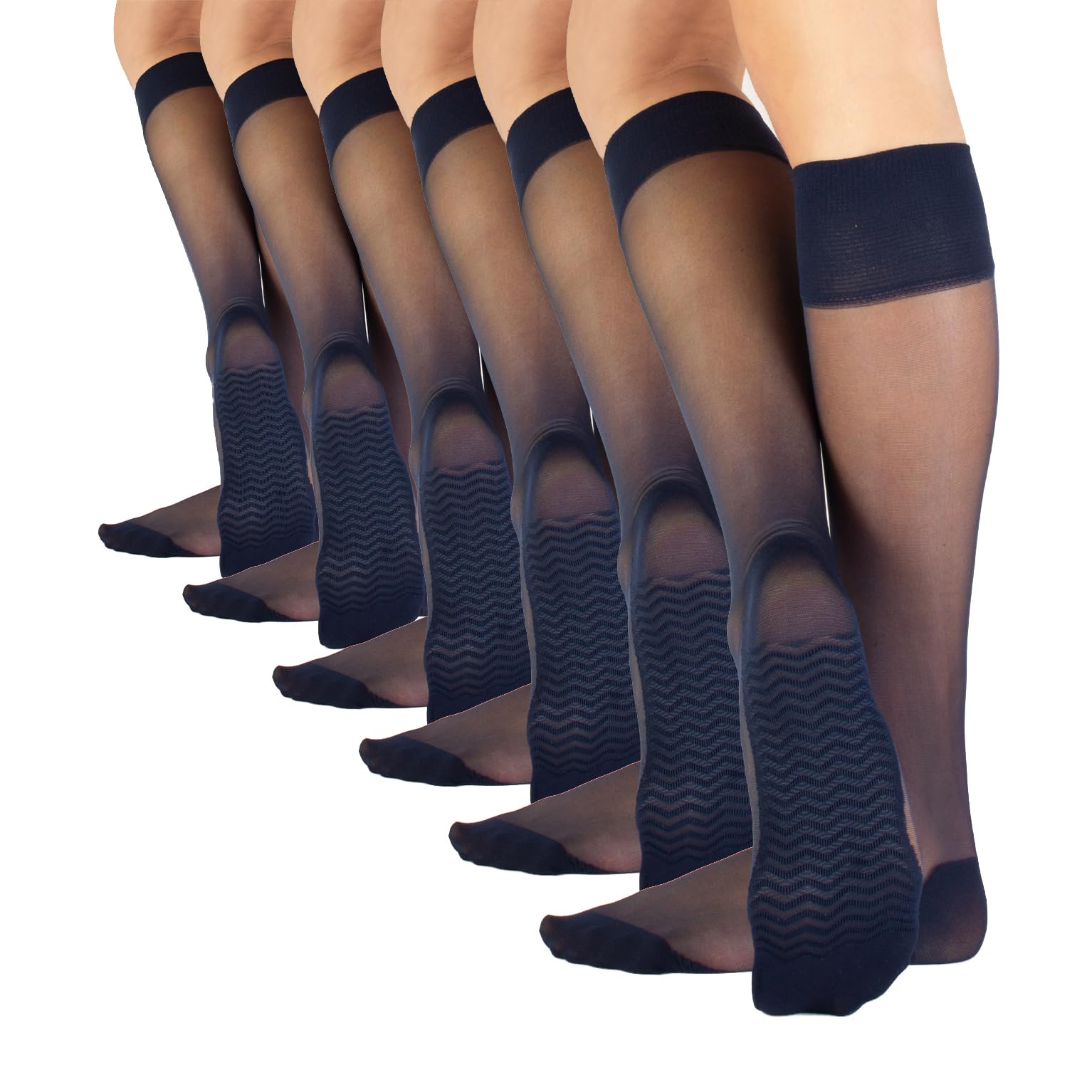 Lot 4 Paires Mi-Bas Opaques CALZITALY 40 DEN - Microfibre Confortable - Noir Et Bleu - Made In Italy