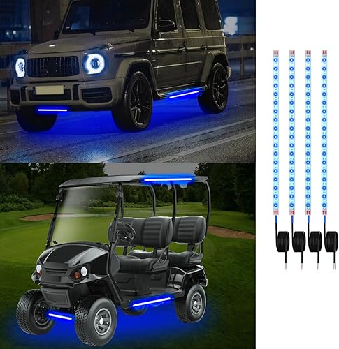 YONGMING Tira de luces LED de 12 voltios, impermeable, azul, 12.6 pulgadas, luces LED para exteriores e interiores para carrito de golf, barco,