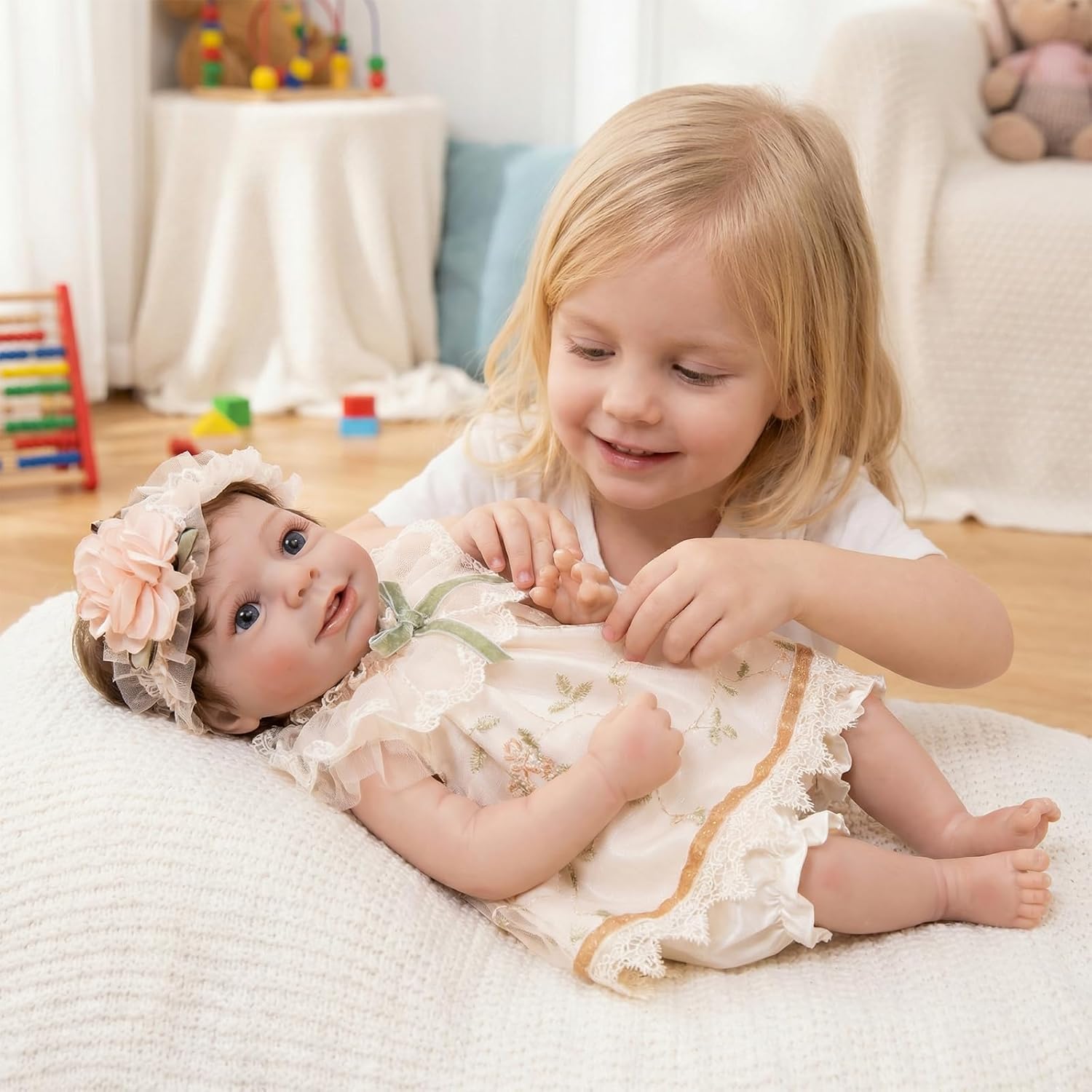 Full Vinyl Reborn Baby Doll,20 inch Realistic Cute Baby Doll with Accessories,Great Gift for Girls and Casual Collector