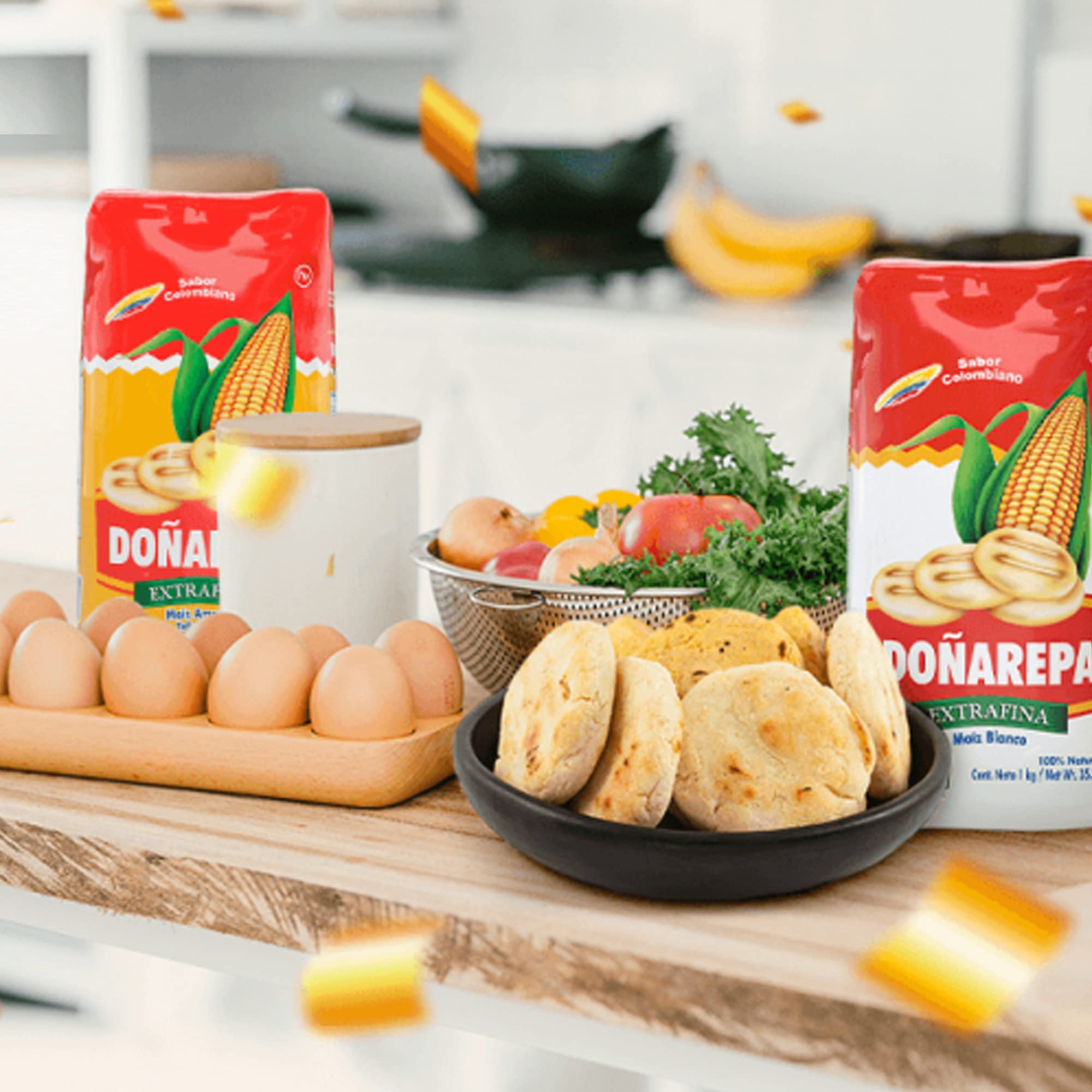 Doña Arepa - Harina de Maíz Blanco Extrafina - Formato de 2,1 Kg | Harina de Maíz - Rico en Fibra - Ideal para Preparar Arepas Colombianas, Cachapas y Platos típicos