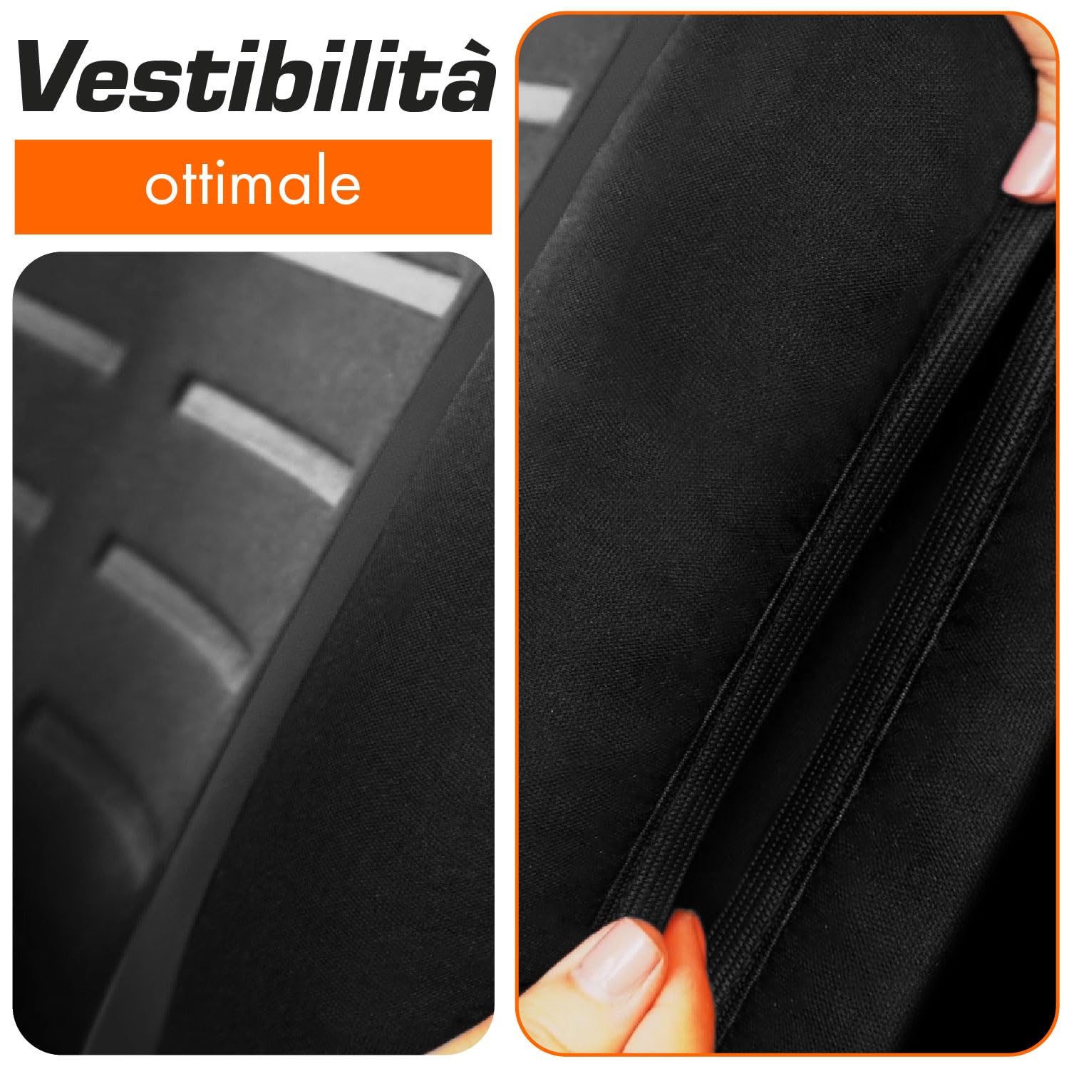 Upgrade4cars Coprisedili Auto Anteriori con Poggiatesta Integrato Nero | Set Copri-sedile Universale per Guidatore e Passeggero Poggia-testa non Rimovibili/Fissi