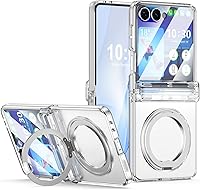 Vista 7 de Funda magnética diseñada para Samsung Galaxy Z Flip 6/5 con protección de bisagra, protector de pantalla y soporte [compatible con MagSafe], funda