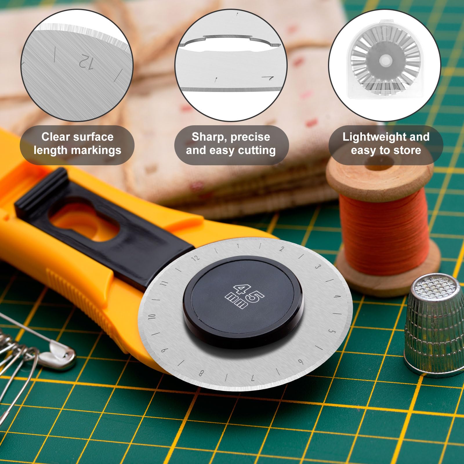 10 Lame Da Taglierina Rotante 45mm - Ricambio Per Cutter Tessuti E Carta - Foto 8