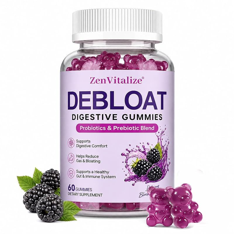 ZenVitalize Suplemento digestivo prebiótico e probiótico com Bacillus coagulans, Bacillus subtilis e Xylooligosaccharides (XOS), 60 gomas