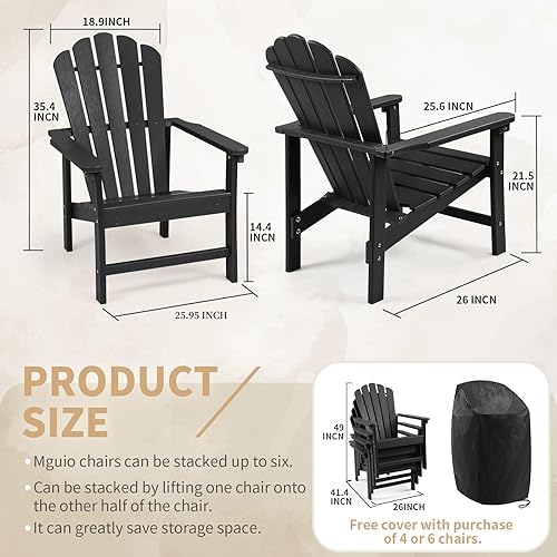 Miniatura 3 de Silla Adirondack apilable, sillas para hogueras de polietileno de alta densidad que ahorran espacio para todo tipo de clima, para patio al aire libre