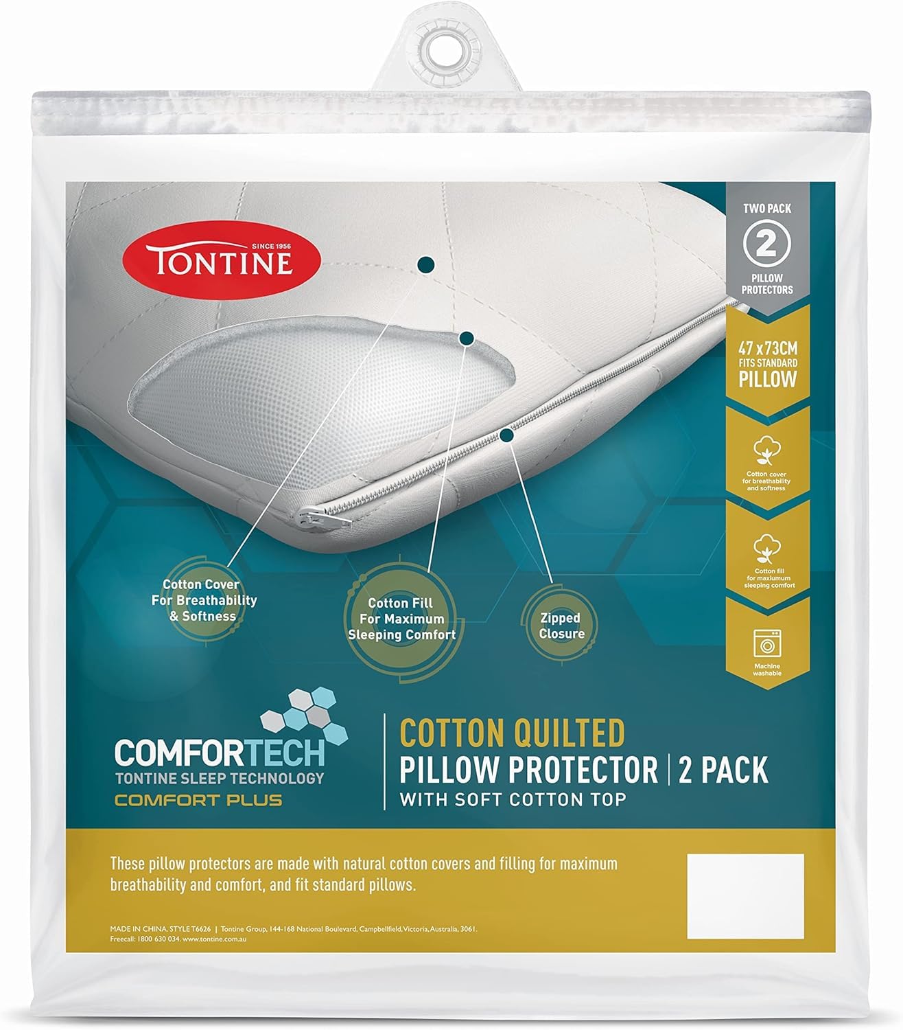Tontine Comfortech Cotton Quilted Pillow Protector