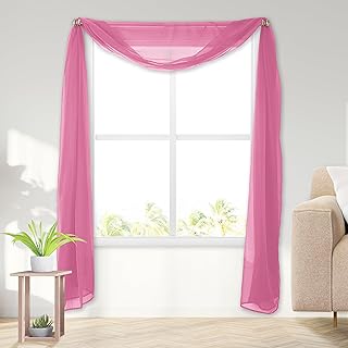 Elegant Comfort Lightweight Sheer Voile Window Scarf Valance - 216 Inch Long - 1 Panel Sheer Curtain for Living Room, Event Decor, Bedroom, (1 Piece) 55