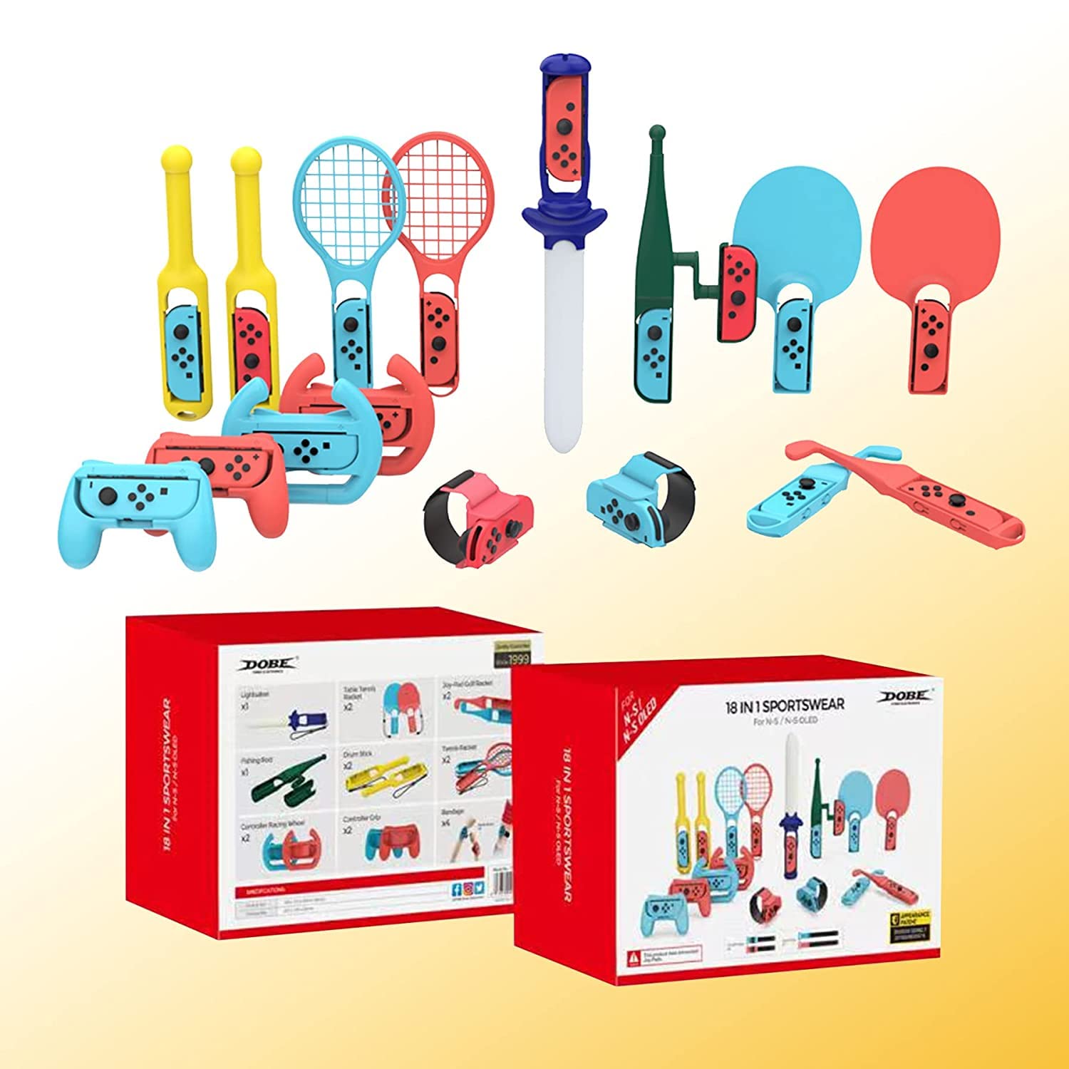 2023 Sport Accessories Bundle 18 In 1 Kit For Nintendo Switch Sports Games Mario Golf Club Super Sprint Serda Mario Tennis Ace Legendary Accessories And Switch/Switch Oled (18IN1)