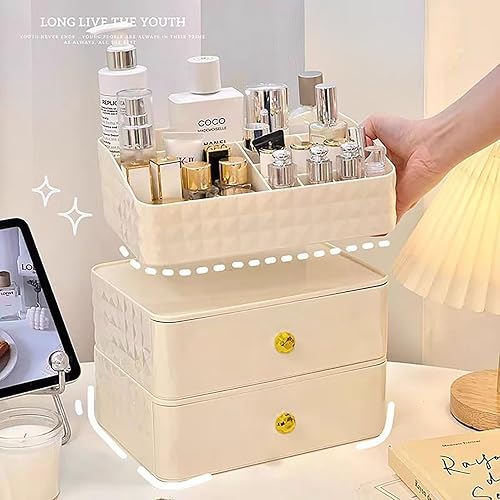 Miniatura 3 de Organizador de maquillaje con cajones apilables, organizador de cosméticos de gran capacidad con bandeja de maquillaje, vitrina apilable de