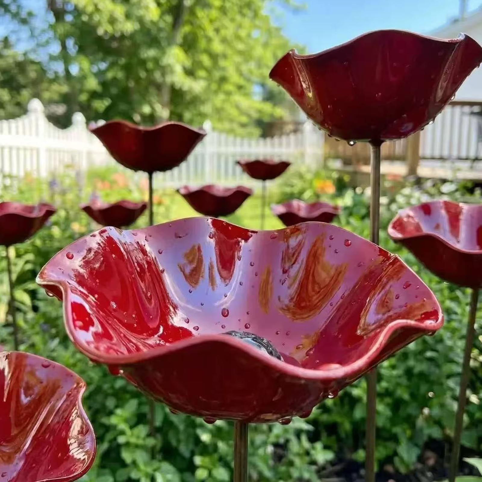 2026 Neu Bienentränke für den Garten, 65 cm Metall-Blumen-Gartenstecker Vogeltränke, Insektentränke Gartenfiguren & Gartenstatuen Gartendeko für Draußen (#A-4PCS)