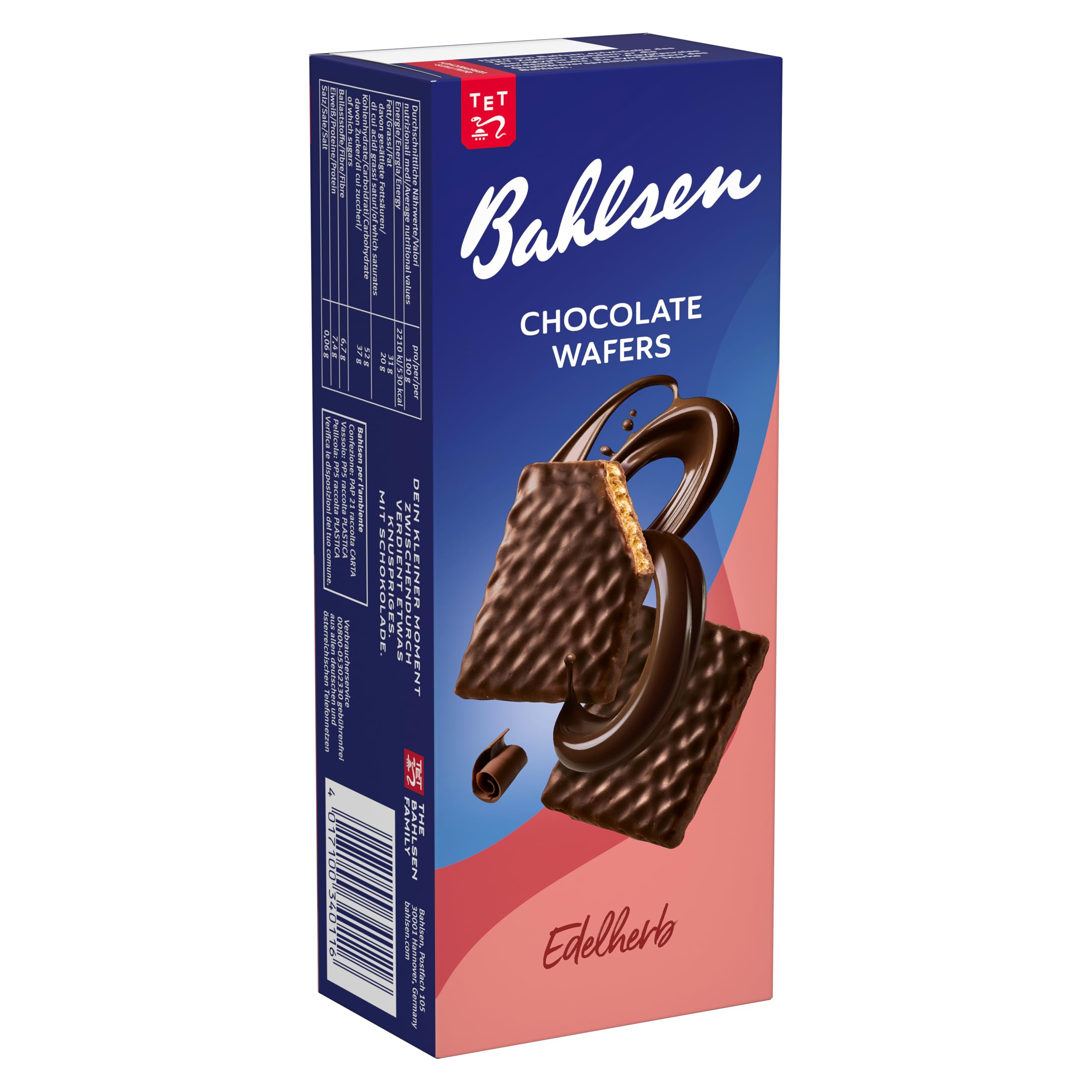 Bahlsen Chocolate Wafers Edelherb - Schokowaffeln, 12x100g