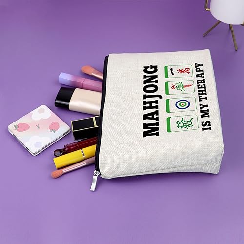 Miniatura 5 de Sazuwu Regalos de Mahjong para mujer, MAHJONG ES MI TERAPIA 3 PCS, Bolsa de maquillaje
