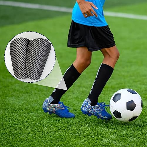 Miniatura 7 de FWUNYVN Espinilleras de fútbol para jóvenes y adultos, pequeños equipos de protección para todas las edades, para llevar con calcetines de agarre y
