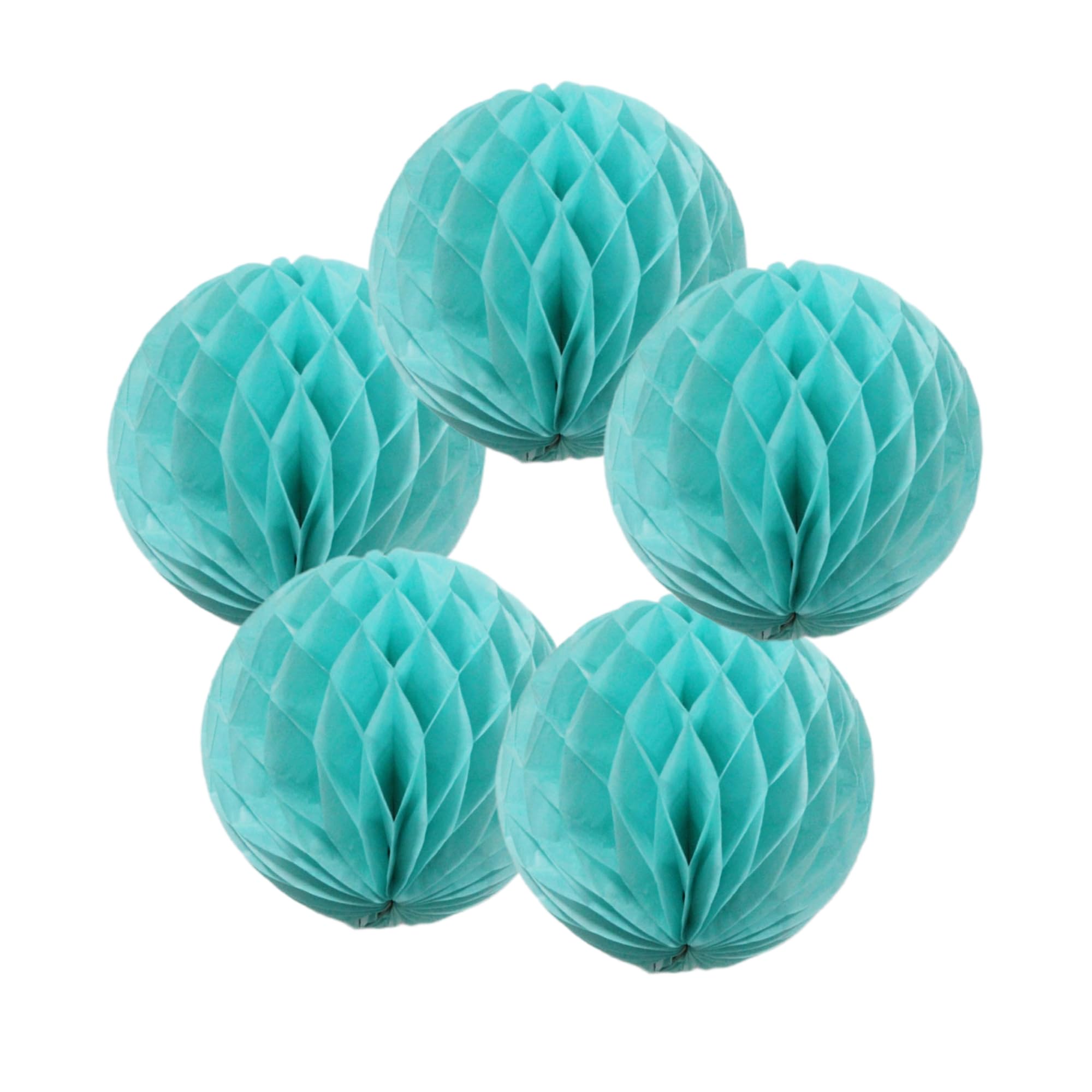 SrchJoy Honeycomb Paper Ball Party Decorations Pack of 5 Tissue Pom Poms Flower Ball Garland Birthday Baby Shower Wedding Party Decor (Tiff Blue, 5 Pcs - 6" (15cm))