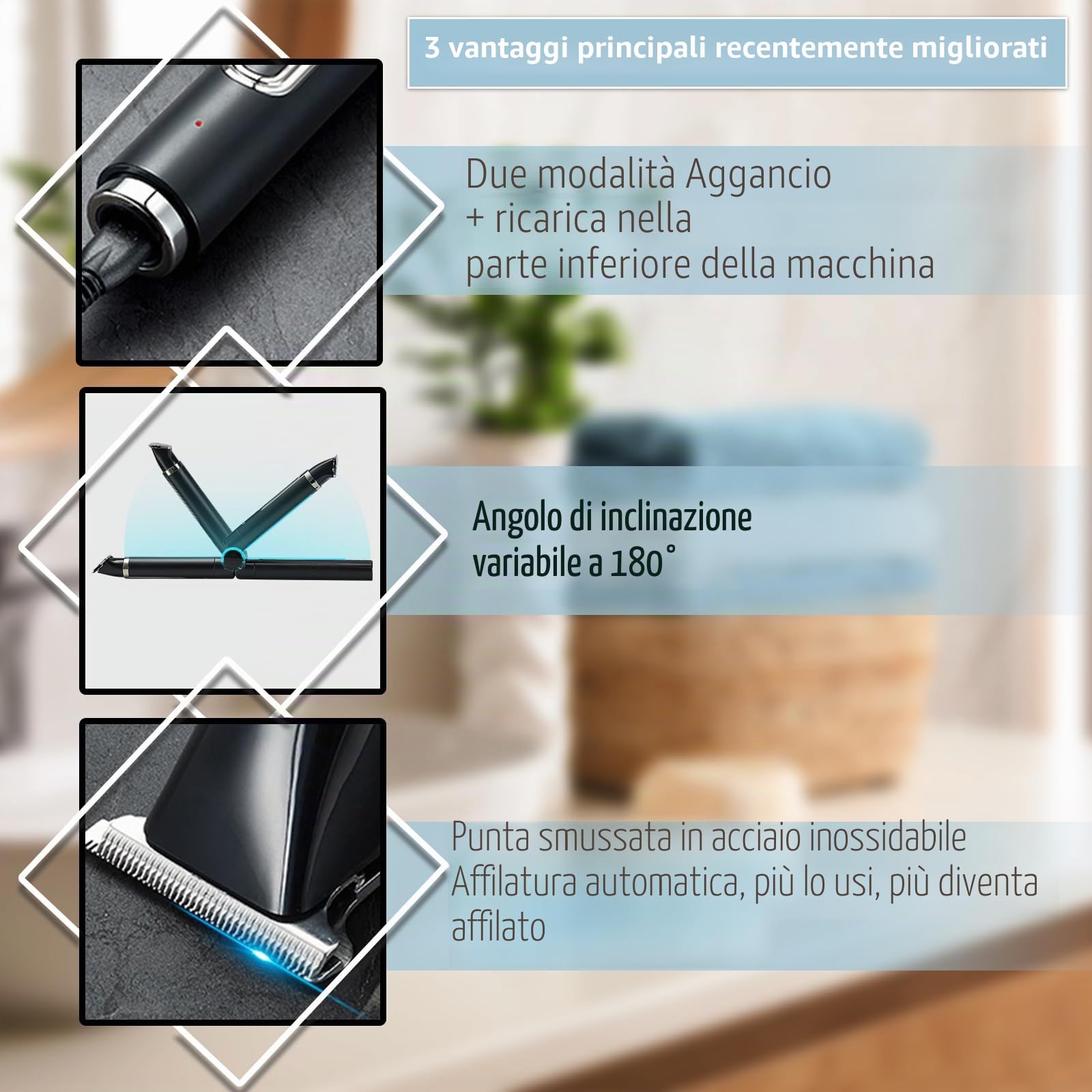 Rasoio Schiena Uomo 4 in 1, IPX6 Impermeabile con Braccio Estensibile | Impermeabile IPX6 | Braccio Estensibile Regolabile | Rasatura Bagnato e Asciutto | Ricaricabile per Corpo e Barba