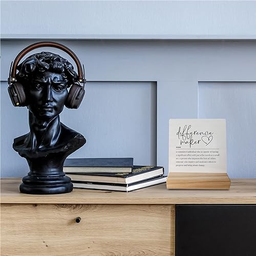Miniatura 3 de Difference Maker Definition - Letrero pequeño de madera con soporte de madera, decoración inspiradora para oficina en casa, mentor, jefe, compañero