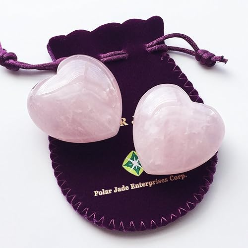 Miniatura 9 de Polar Jade Corazón en forma de corazón de cuarzo rosa con piedra hinchada de 1772in para curación de energía de chakras Reiki meditación masaje y