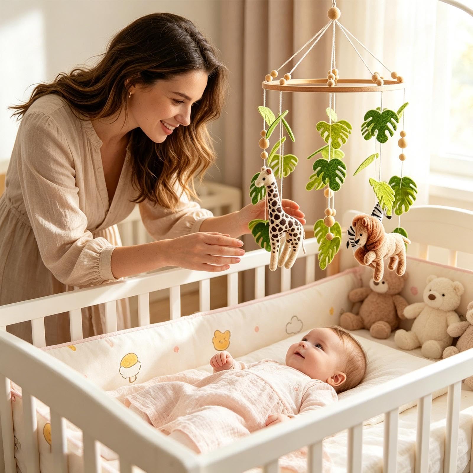 Mobile per culla, giocattolo sensoriale per lo sviluppo di animali | Campana calmante per lettino, casa, appartamento, camera da letto, soggiorno, sala giochi, asilo, dormire