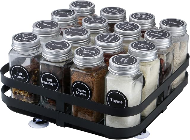 LEADAHEAD Square Lazy Susan Cupboard Organizer Rotating Spice Rack Turntable organizer for Kitchen Cabinet Cupboards Counter Dressing Table Storage