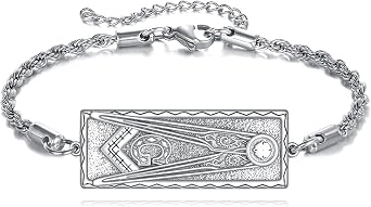 ONEFINITY Masonic Bracelet 925 Sterling Silver Freemason Bracelet Masonic Jewelry Gifts for Women Men