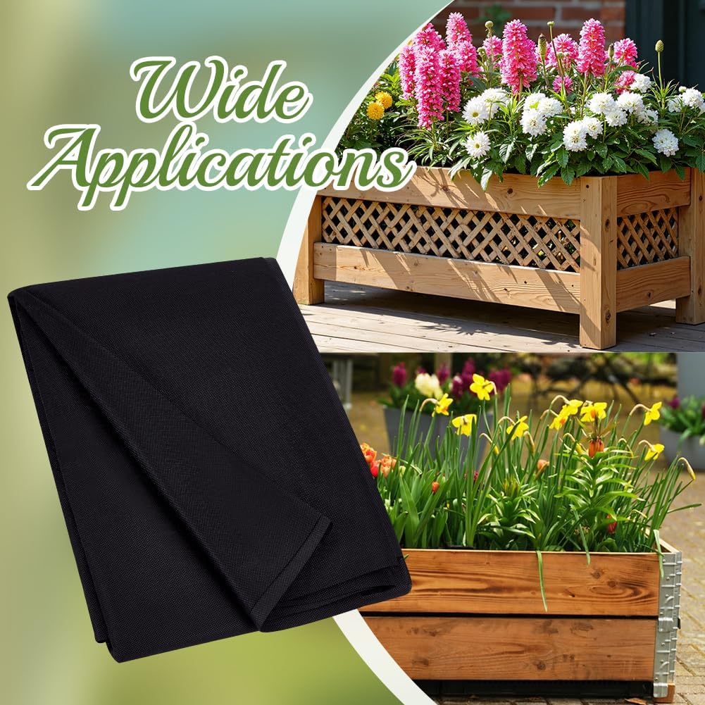 NBEADS 63x114 Inch Planter Liner, Raised Bed Black Non Woven Planter Liner Garden Raised Bed Liners for Window Hanging Flower Basket Indoor Outdoor