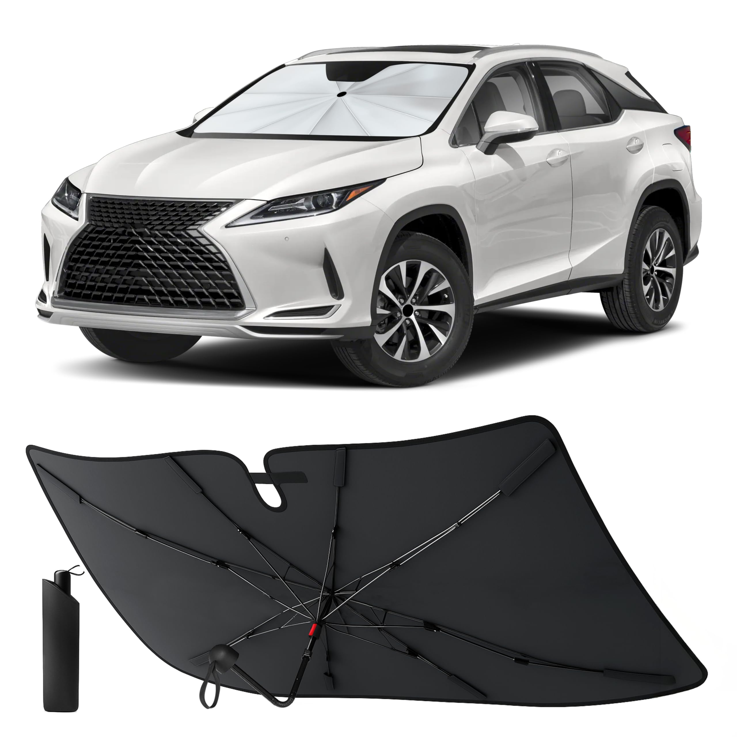 EcoNour Windshield Sunshade &amp; Window Tint for Lexus RX 350 2016 2017 2019 2020 2021 2022 | Front Windshield Sun Shade UV Heat Blocker | Foldable Car Sun Visor Interior Cooling Accessories