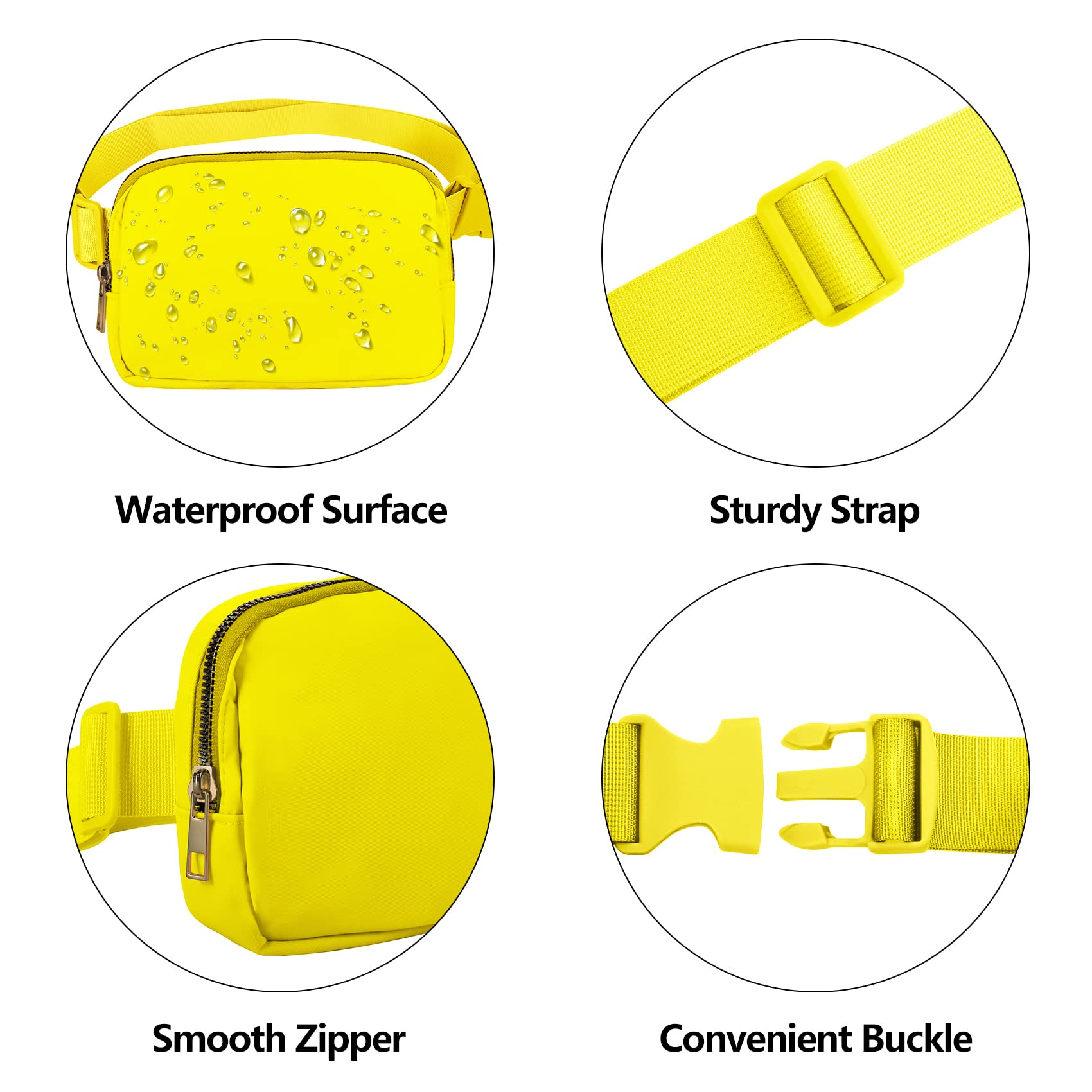 Riñonera cruzada para mujeres y hombres, riñonera para senderismo, riñonera con correa ajustable, riñonera para correr, entrenamiento, deportes, viajes, negro+amarillo, [IN], Riñonera de dos