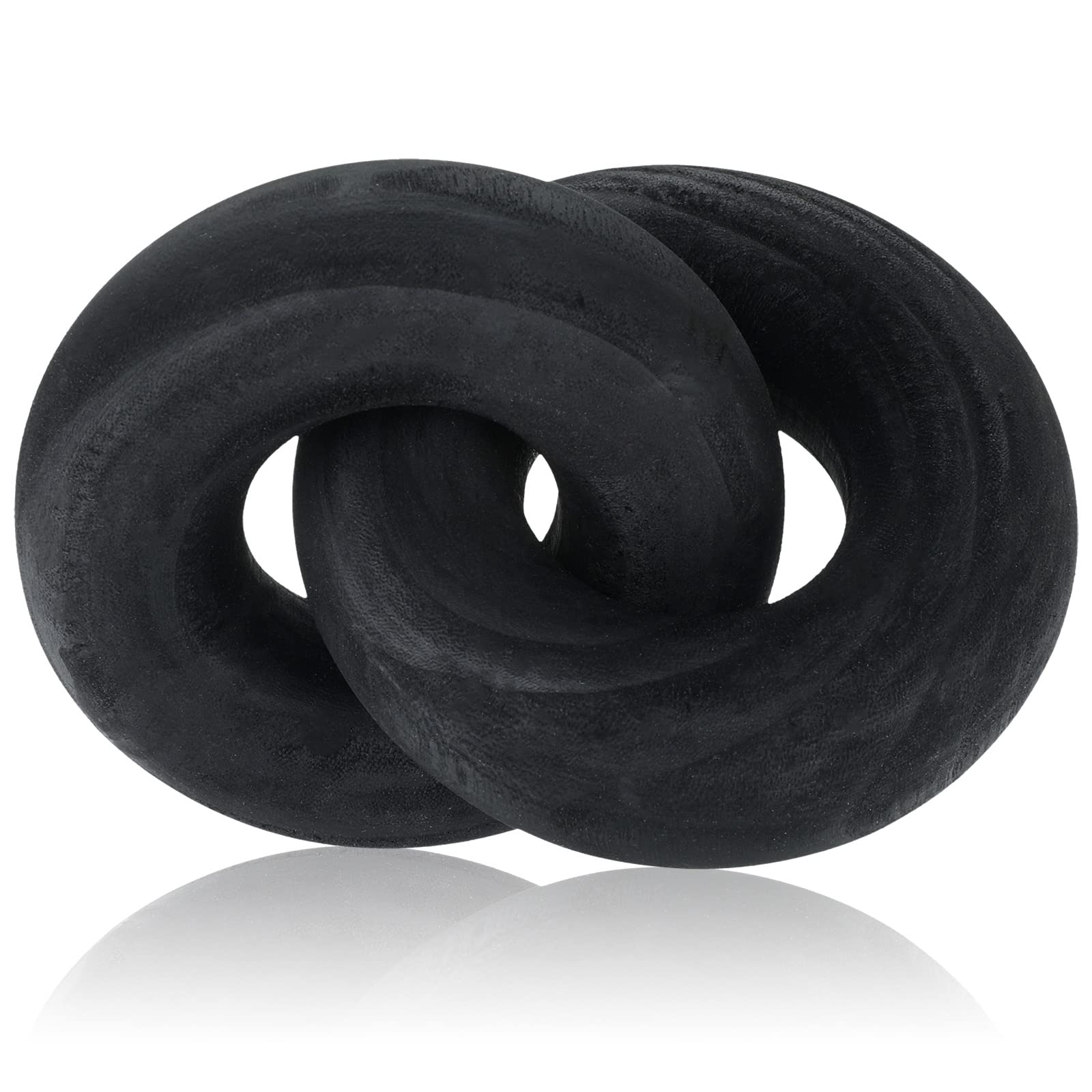 Photo 1 of 2-Link Wood Chain Link Decor Coffee Table Wood Knot Decor Hand Carved Modern Farmhouse Ornament Boho Rustic Natural Chain Decor for Home Living Room Bedroom Shelf Decor(Black)