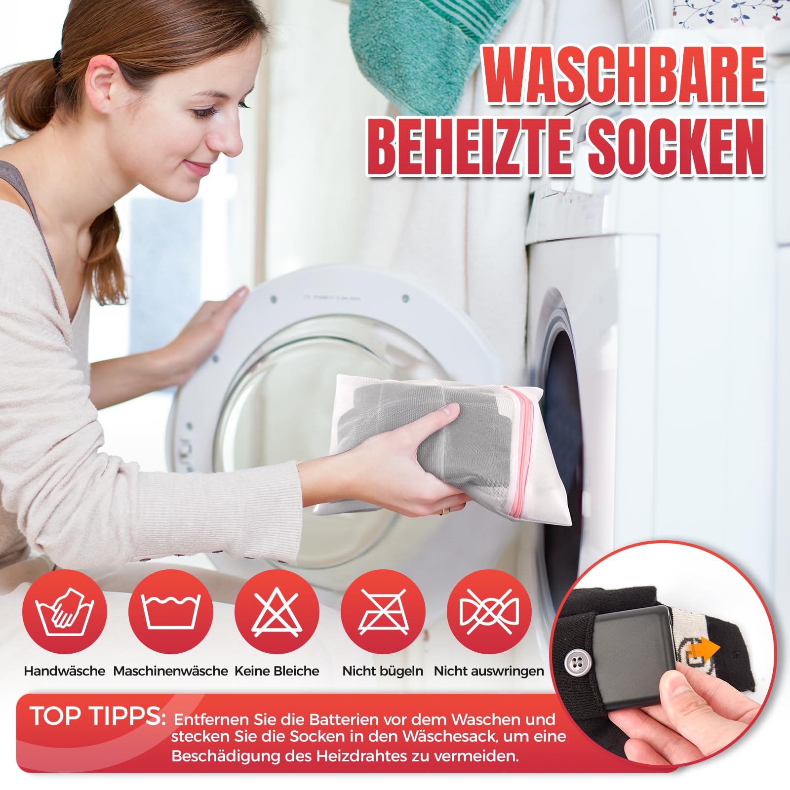 Beheizbare Socken 5v 8000mAh Wiederaufladbare Fußwärmer Warme Socken Damen Herren APP-Steuerung Beheizte Socken 4 Temperatur Heizsocken Skisocken für Outdoor Skifahren Wandern Winter Camping