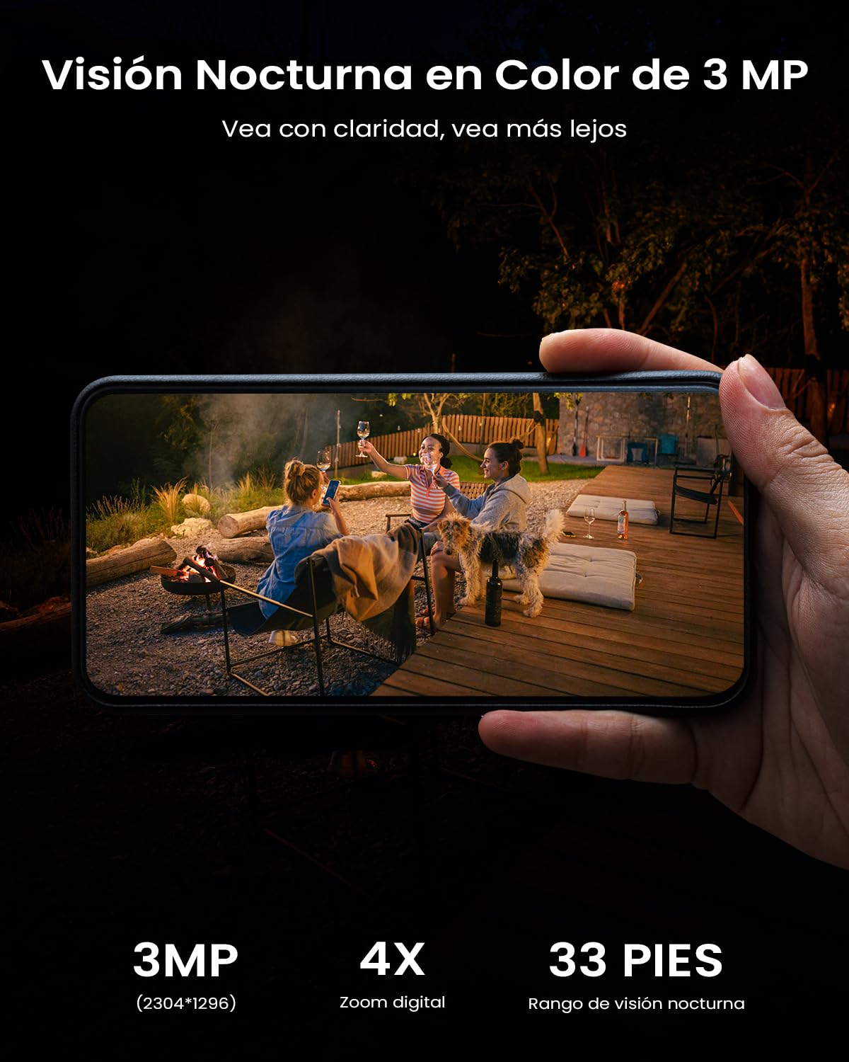 ieGeek 2K/3MP Camara Vigilancia WiFi Exterior Solar, Panel Solar Extraíble, 360° PTZ, Camara de Vigilancia sin Cables, PIR Humana Detección, Alerta de Peligro, Visión Nocturna Color, IP65
