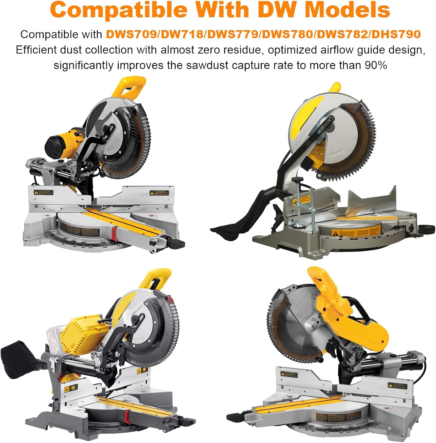 Improved Miter Saw Dust Collection Adapter, Efficient Dust Collection, Five-In-One Vacuum Cleaner Connector, Miter Saw Dust Collector Compatible with DWS779/DWS780