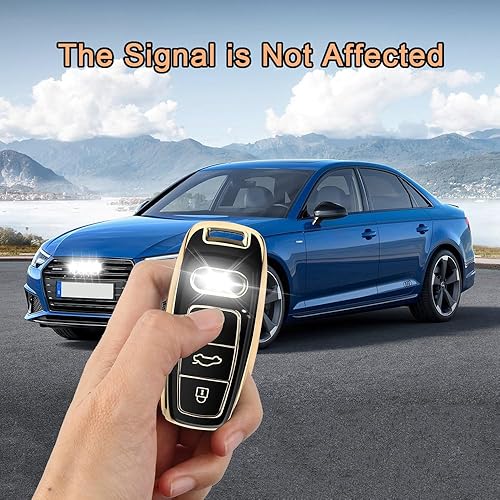 Miniatura 9 de QBUC Funda para llavero Audi con llavero, compatible con llave inteligente Audi A3 A6 A7 A8 Q7 Q8 E-Tron S3 S6 S7 SQ7 SQ8 RS6 RS7 A6L