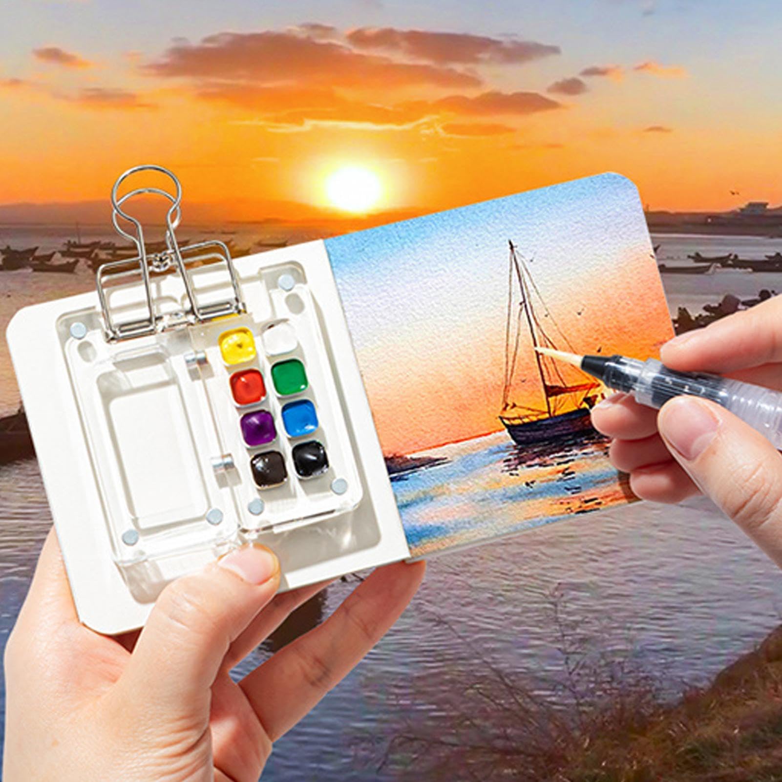 Draagbare Schetsboek Palet, 8/15 Grids Houten MiniTravel Verf Palet, Magnetische Palet Doos Voor Aquarel Schilderen, miniAquarel Schetsboek, Acryl Schilderij Verf Saver Met Deksel En Menglade