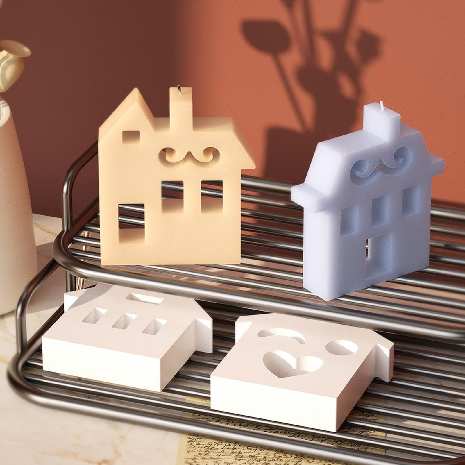 Formy silikonowe, MDHQ 3D House silikonowe formy do żywicy serce w kształcie domu foremka na świecę świeca zapachowa Making ciasto dekoracje narzędzia do pieczenia