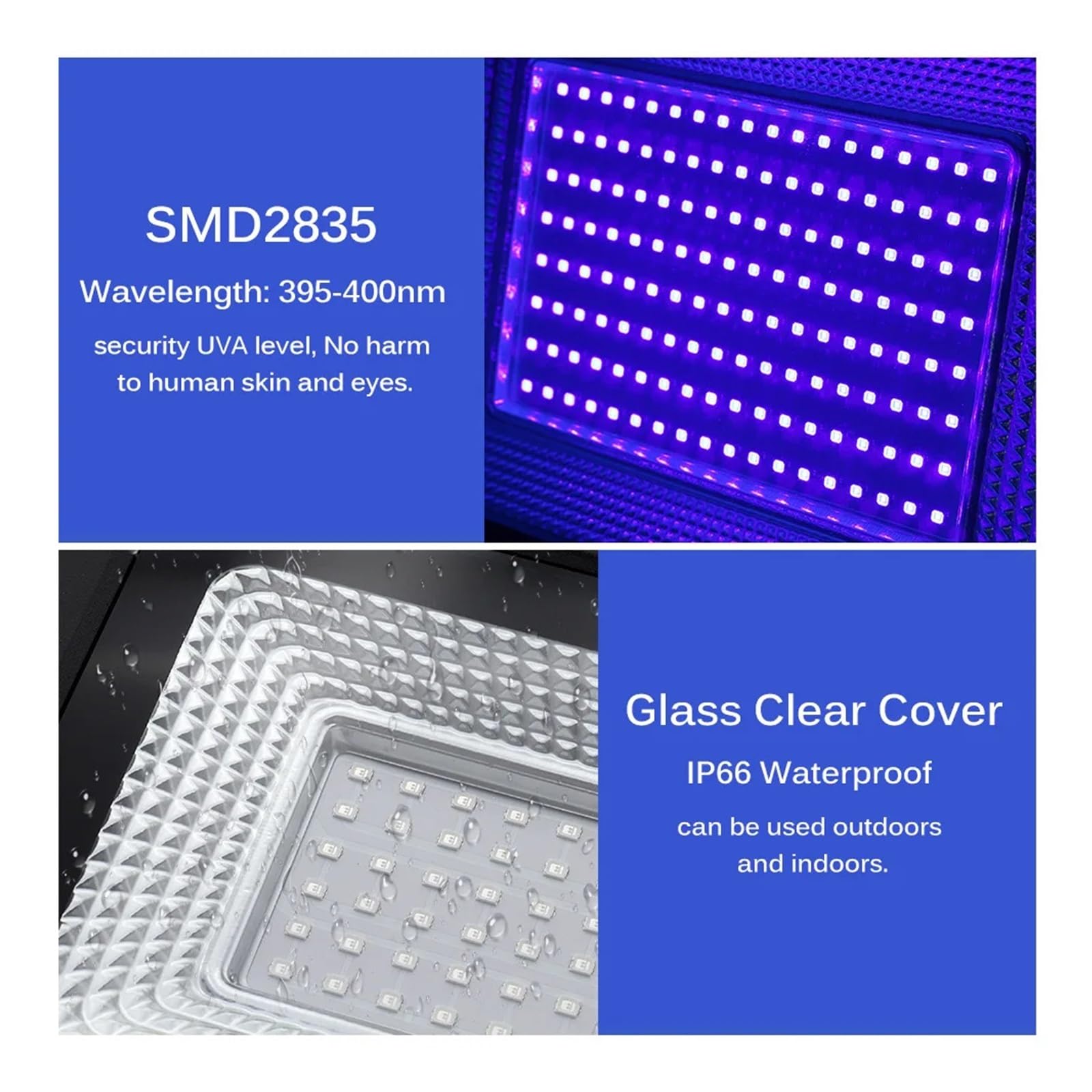 Naświetlacz LED, Reflektor LED UV 50W 100W Impreza Z Okazji Halloween Reflektory Halonowe 395nm 400nm IP66 Wodoodporna Fluorescencyjna Lampa Sceniczna Ultrafioletowa(100W)