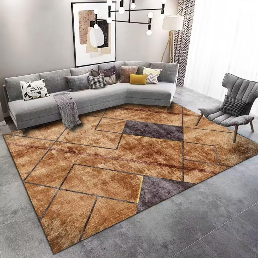 Tapis de sol antidérapant et lavable brun 300x400cm style minimaliste