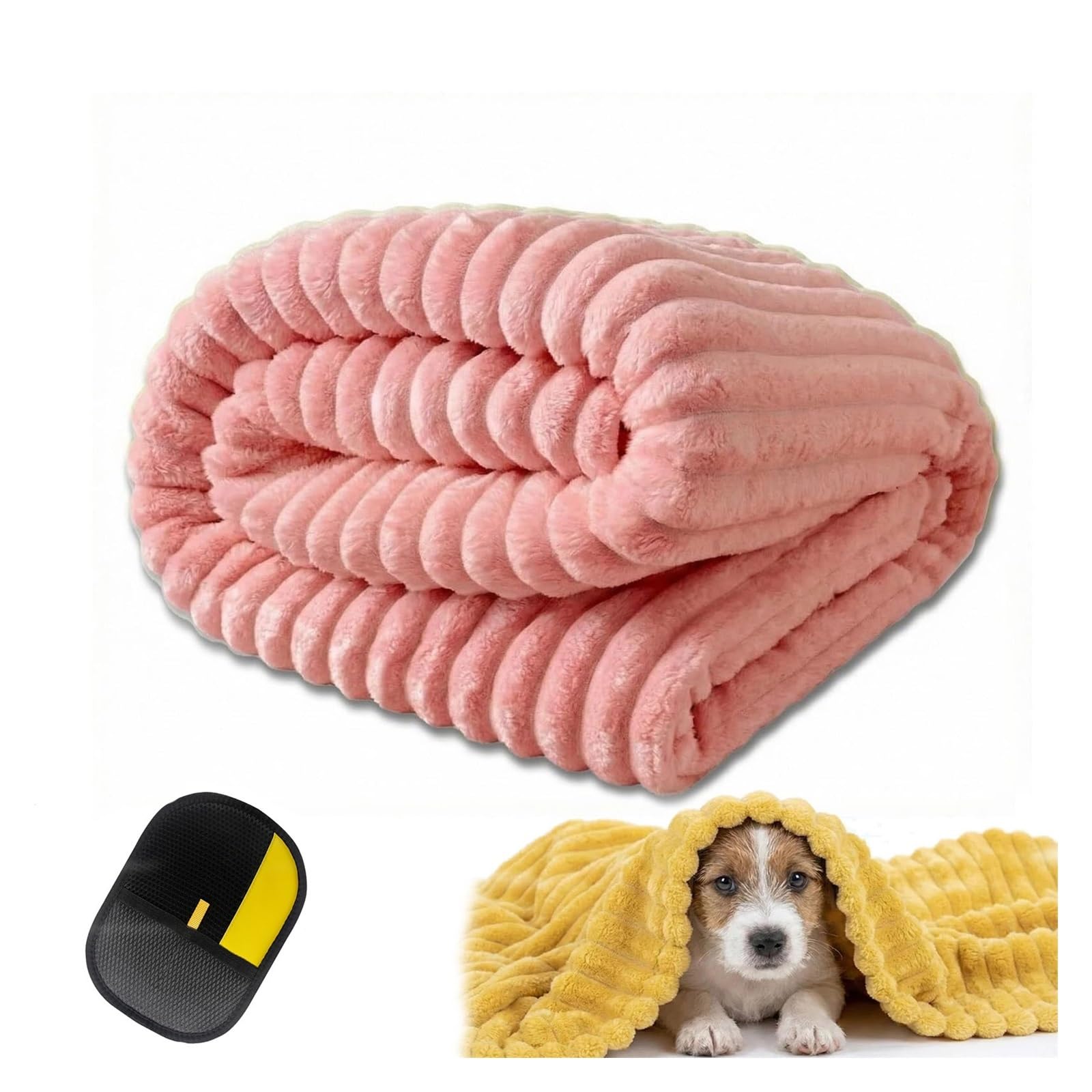 Emotional Support Blanket Yellow,Dog Mood Calming Soft Security Blanket, Soft Rabbit Fleece Material,Designed for Pets for Kennel, Sofa, Bed and Car Seat(Pink,27.55 * 39.37in)