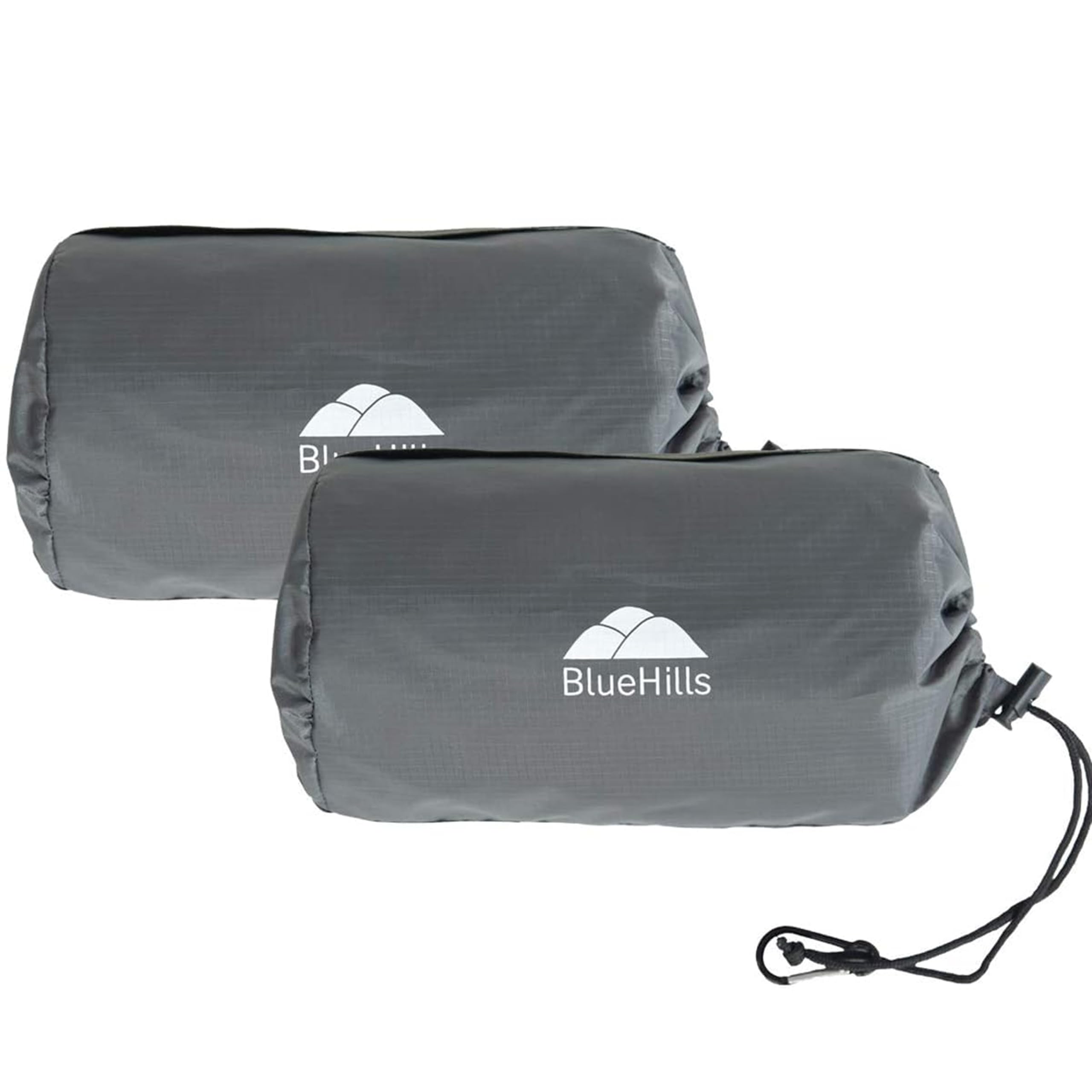 BlueHills Ultra Compact Travel Blanket 2 Pack Large Soft Cozy Portable Blanket with Carry Case and for Flight Airplane Car Layover Camping Hotel Grey C202-2PK-Gray