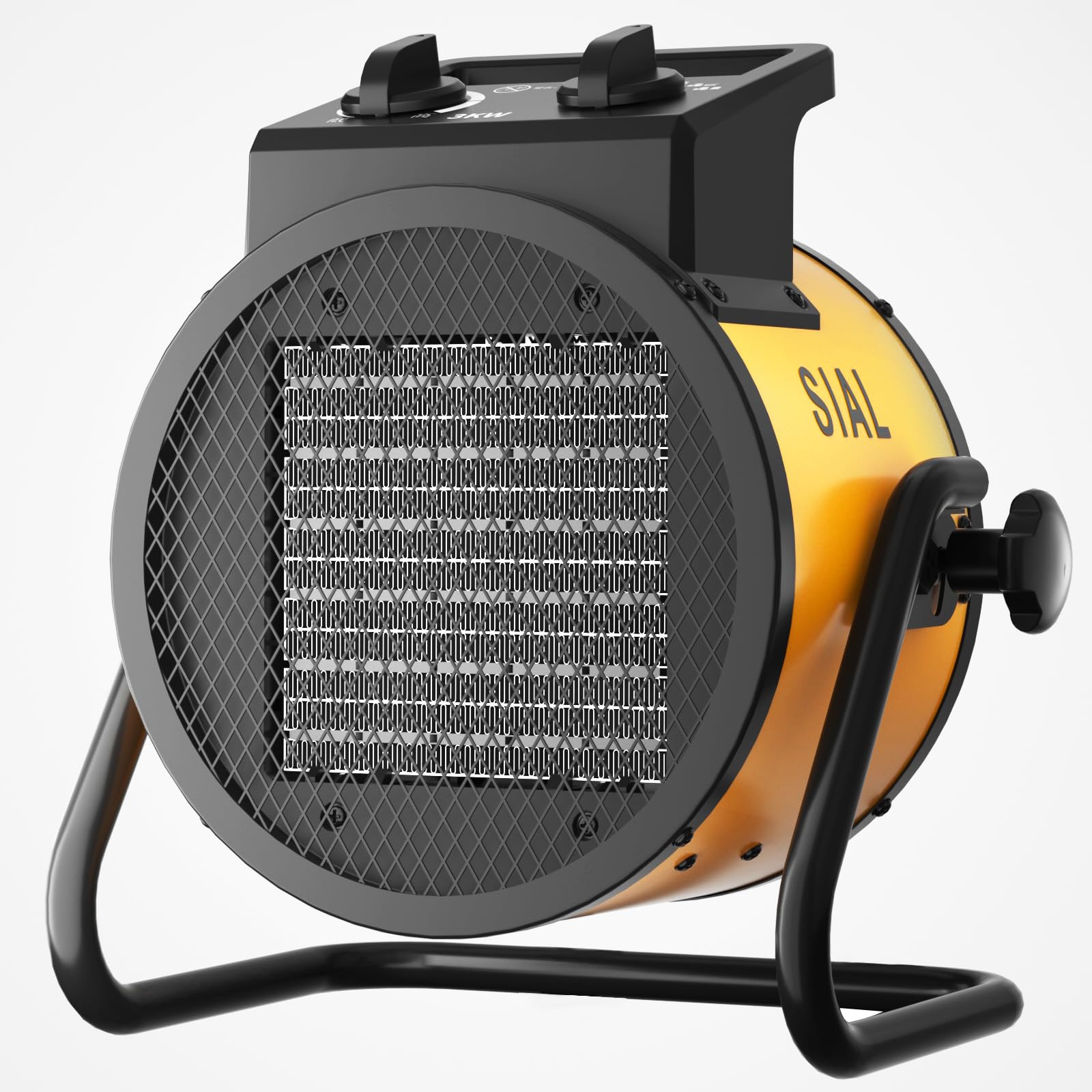 SIAL Termoventilatore 2000 W - Radiatore Elettrico - Ceramica - Riscaldamento Industriale - Riscaldamento Rapido in 3 Secondi - Termostato e Protezione da Surriscaldamento (Giallo)