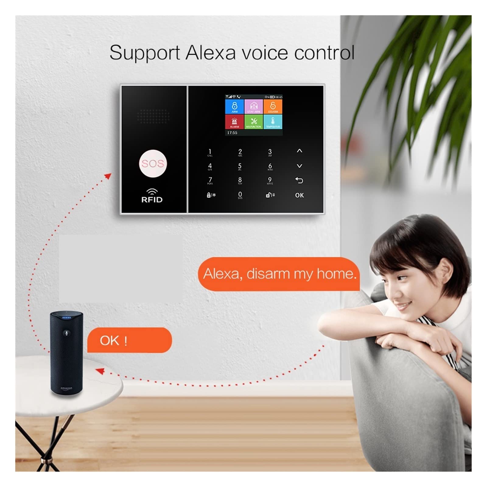 de Alarma gsm for el hogar Kit Seguridad antirrobo inalámbrico 2G Tuya App Control Work(10)