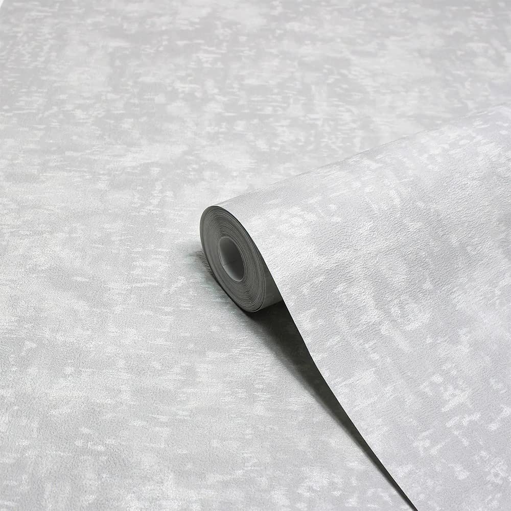 Paoletti Unisex Silver Symphony Abstract Metallic Vinyl Wallpaper In