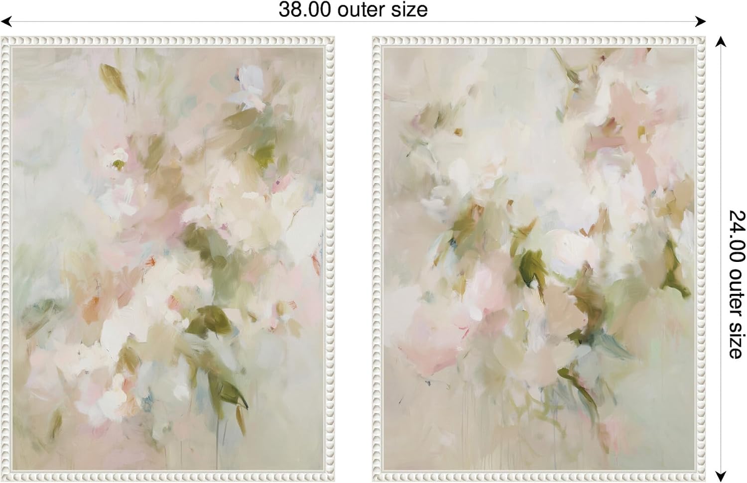 Kate and Laurel Bloom No. 1 & No. 2 2 Piece Framed Canvas Wall Art Set by Amy Lighthall, Sylvie Beaded White Modern Contemporary, Abstract Art for Wall Decor