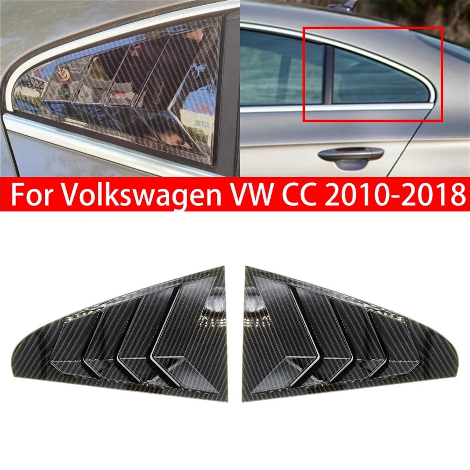 Żaluzje Tylnej Szyby Osłona Pasuje do VW CC 2010-2018, tylna żaluzja, osłona bocznej szyby, naklejka ozdobna, wlot powietrza, ABS, włókno węglowe