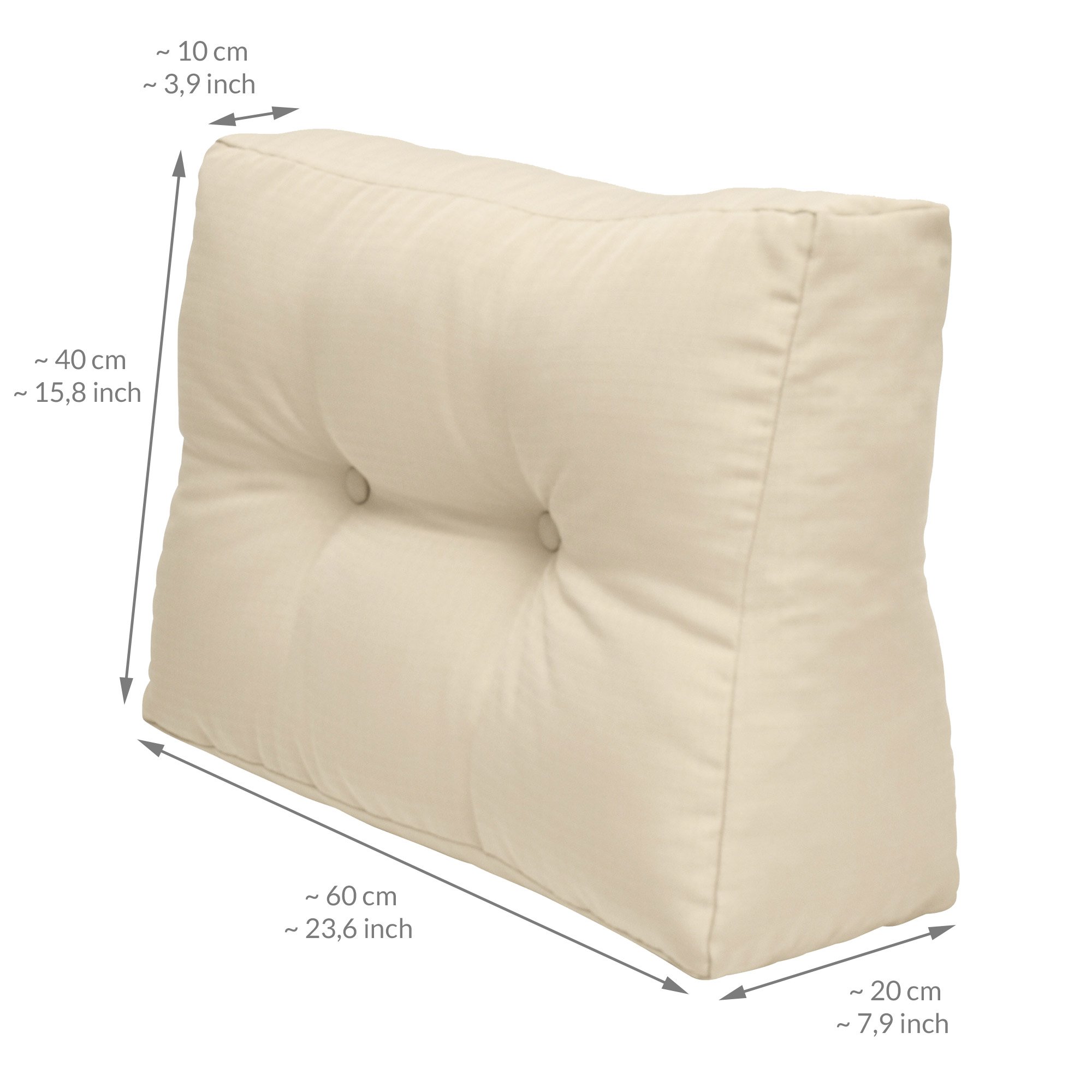 Beautissu Cuscino laterale per divano di pallet ECO Elements 60x40x10-20cm beige