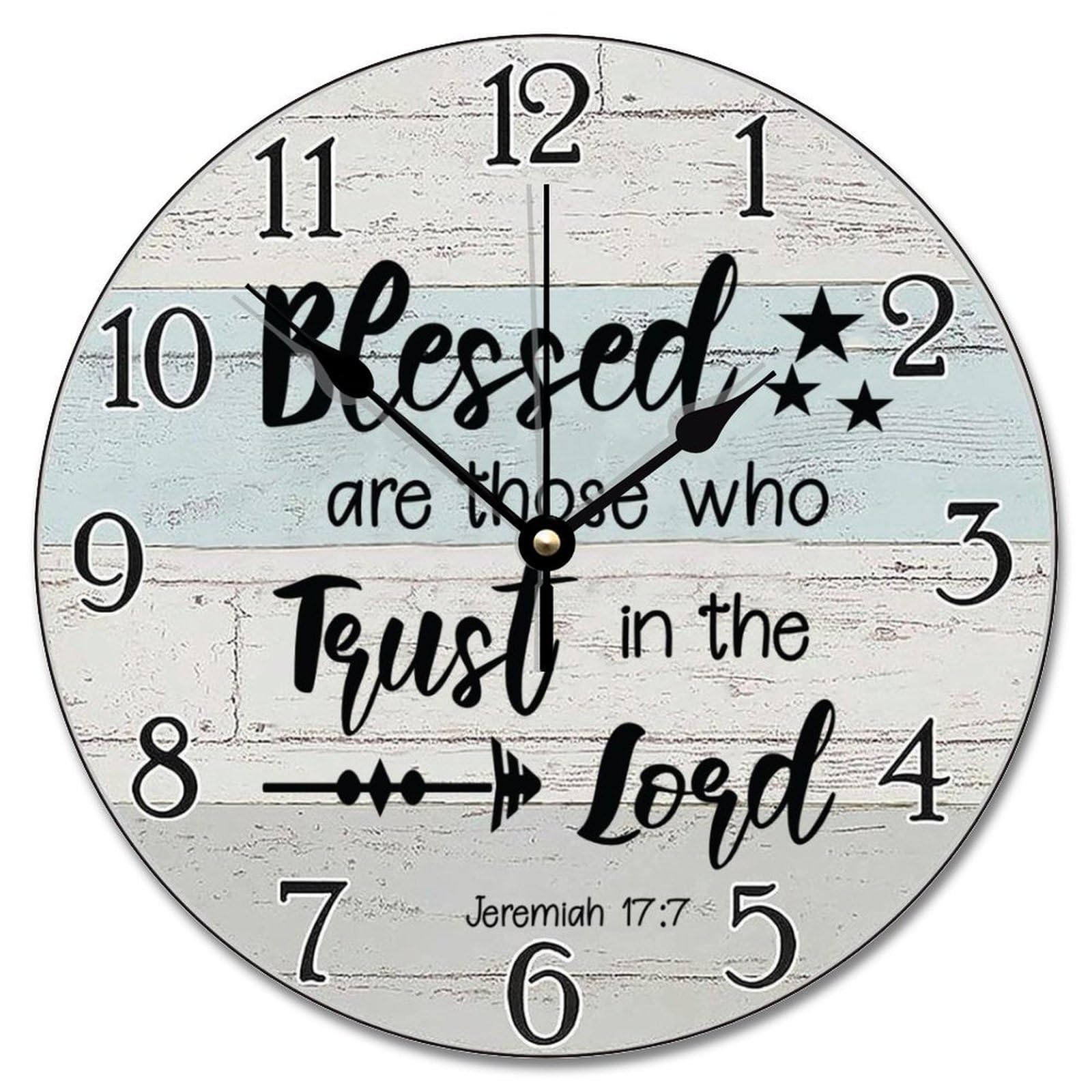 Reloj de pared con versículo bíblico con texto en inglés "Trust in the Lord With All Your Heart", cita religiosa, arte de madera religiosa, dicho inspirador cristiano, de madera rústica, regalo de